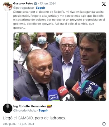 Publicación del presidente Petro y