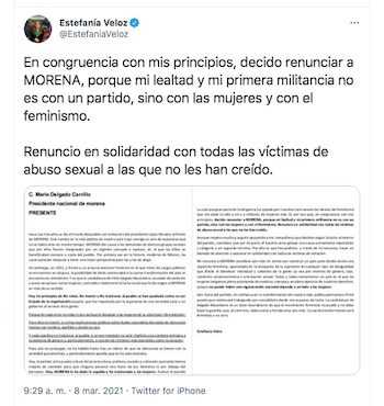 (Captura de pantalla: Twitter @EstefaniaVeloz)