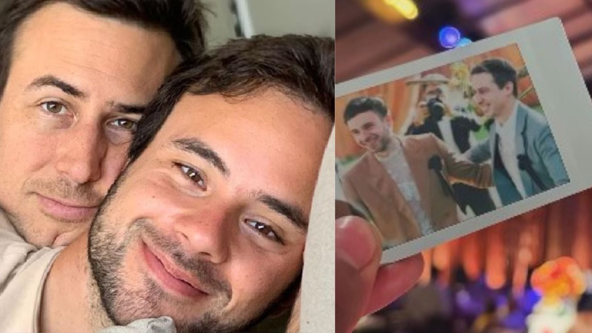 Bruno Ascenzo y Adrián Bello compartieron imágenes de su romántica boda en Cusco, que incluyen una selfie cercana y una foto polaroid del evento.