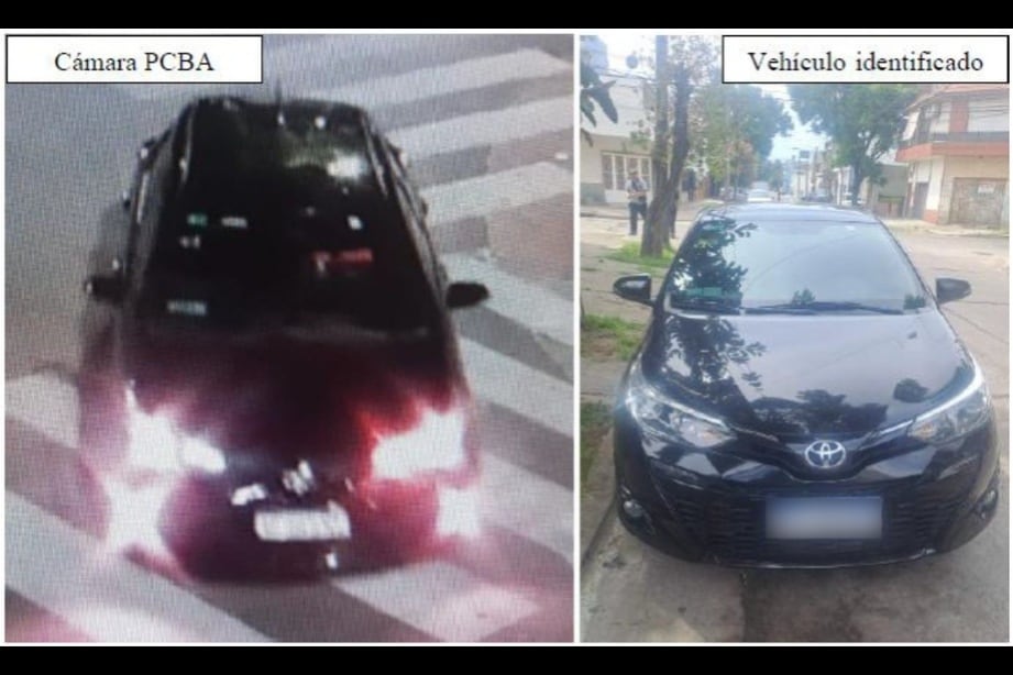 El Toyota Yaris que fue utilizado durante el robo, donde murió el jubilado de 74 años