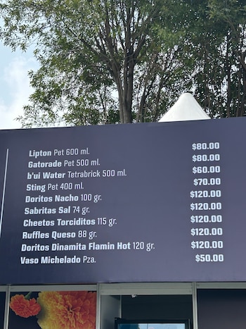 Lista de precios para las bebidas en el México GP 2026