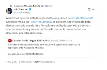 Iván Cancino defenderá a Katherine Miranda