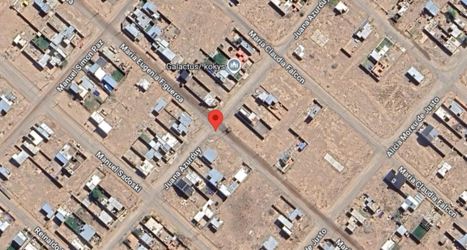 LA zona de Juan Azurduy y María Eugenia Figueroa de la localidad neuquina de Centenario donde ocurrió el intento de femicidio (Google Maps)