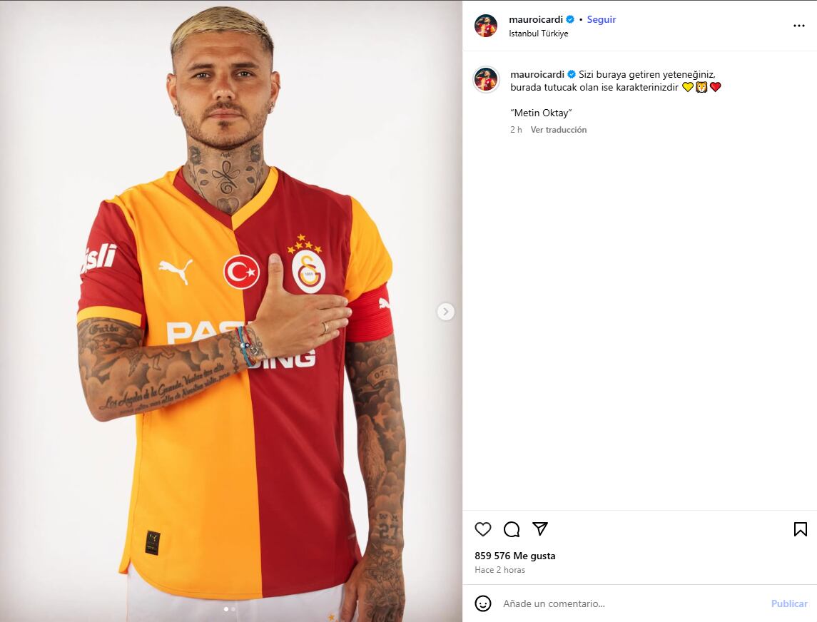 El delantero publicó una frase en turco que fue interpretada como una posible indirecta para Wanda Nara