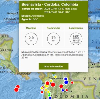 Reporte de sismo en Córdoba