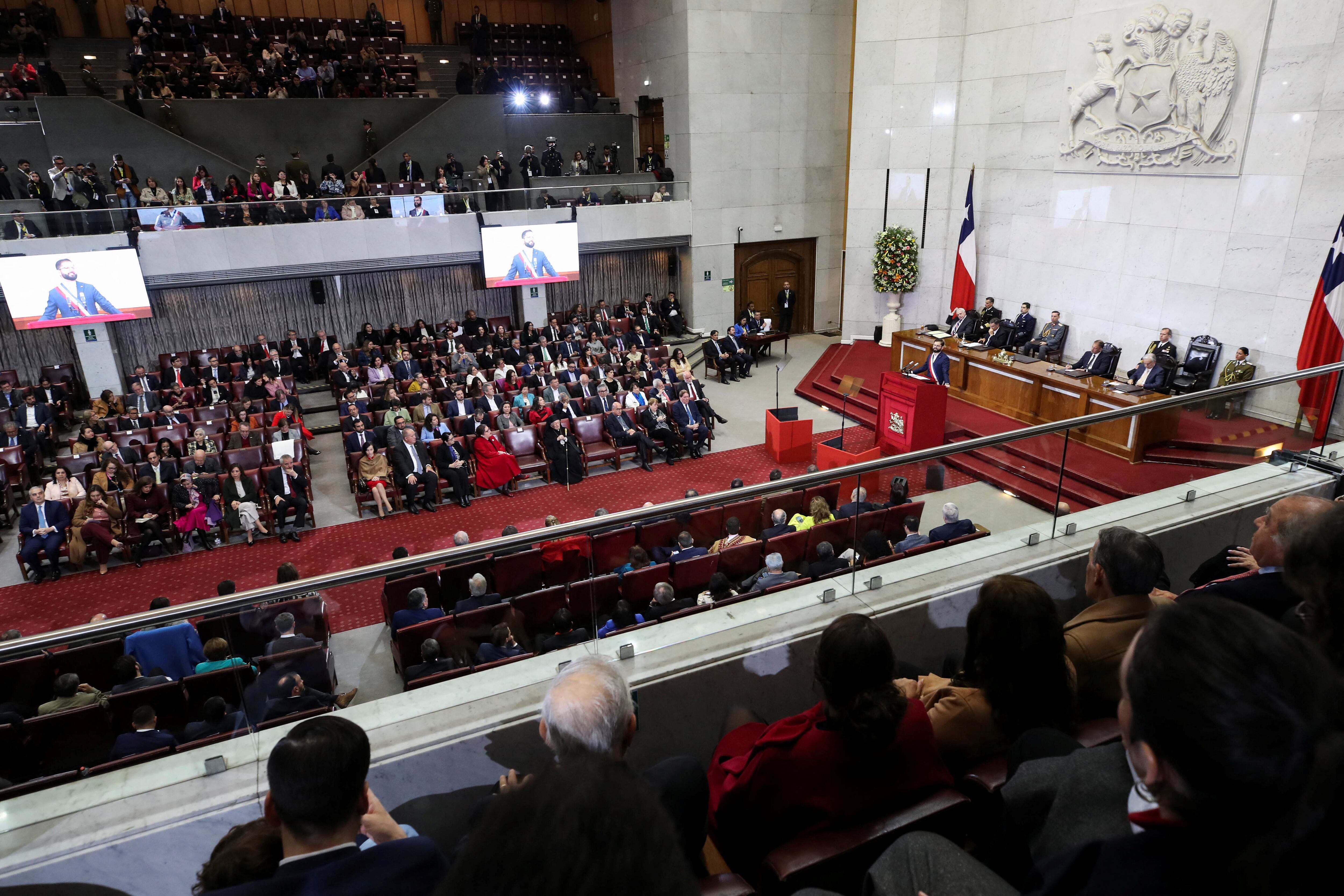 El presidente de Chile, Gabriel Boric, habla durante su discurso anual en el edificio del Congreso Nacional en Valparaíso, Chile, el 1 de junio de 2025 (REUTERS/Rodrigo Garrido)