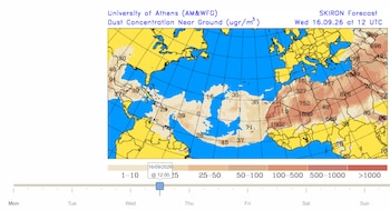 La nube que vuelve a cruzar el Caribe: El Salvador mide el polvo del Sahara, ajusta la vigilancia y pide limitar esfuerzos al aire libre (Imagen cortesía Dirección General de Observatorio de Amenazas y Recursos Naturales)