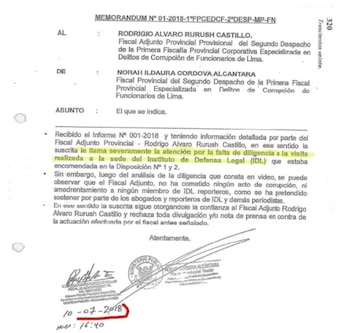 Memorando al exfiscal provisional Rodrigo