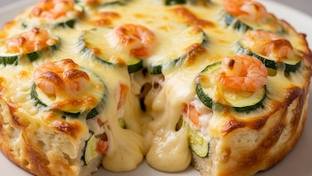 Pastel de calabacín y gambas: una receta con solo 4 ingredientes y alta en proteínas