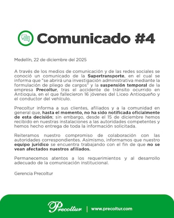 Comunicado Precoltur - crédito Precoltur/Instagram