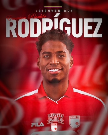 Este lunes 17 de agosto, independiente Santa Fe oficializó la llegada de Emerson Rodríguez al equipo - crédito Santa Fe