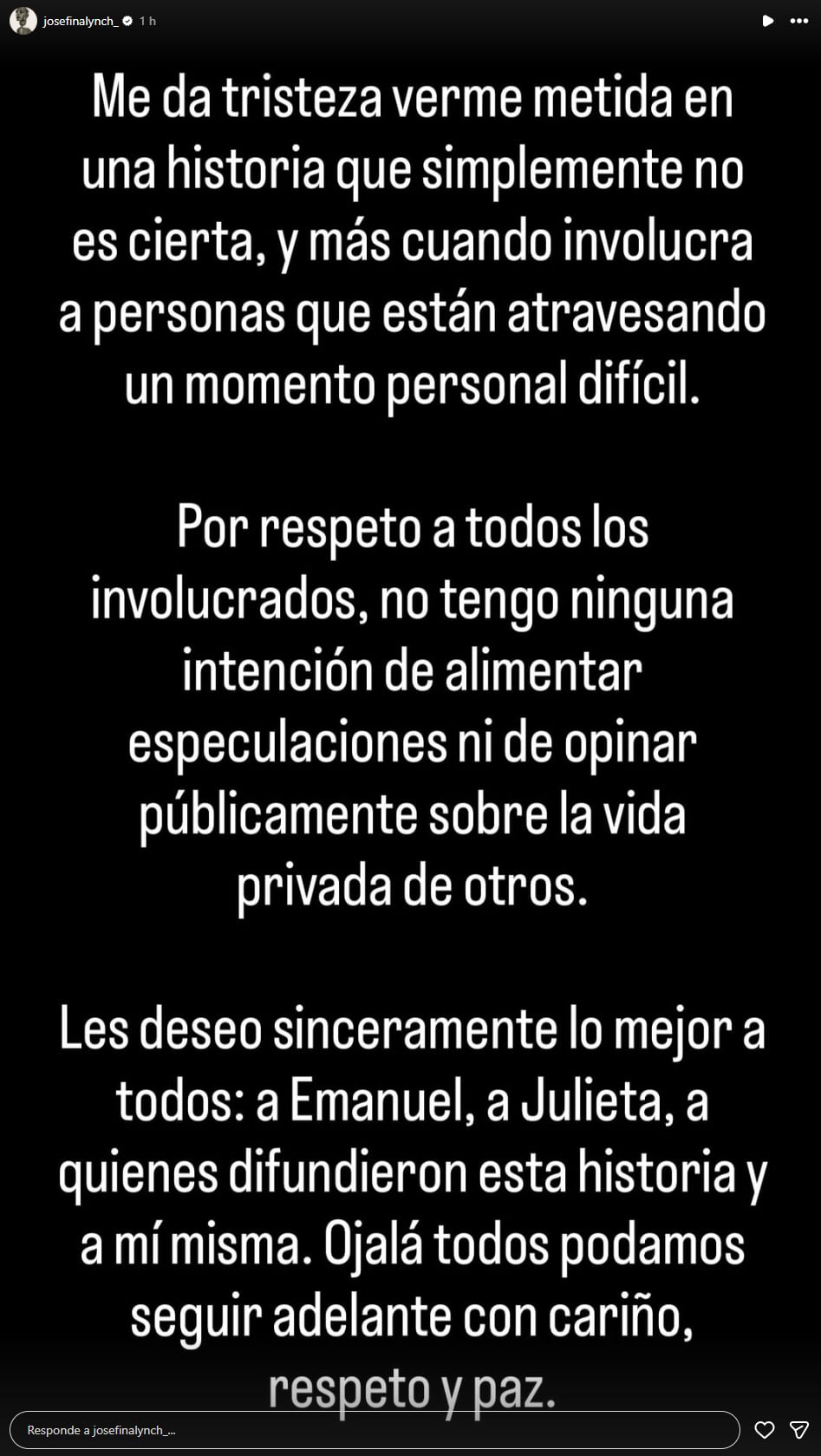 La cantante afirmó que su vínculo con Emanuel Ortega se limitó estrictamente a un proyecto musical (Instagram)