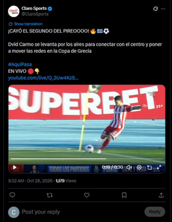 El volante de la selección Colombia colocó la asistencia para el defensor angoleño David Carmo-crédito @ClaroSports/X