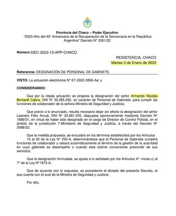 Armando Nicolás Boniardi Cabra asumió