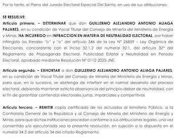 Resolución del JEE.