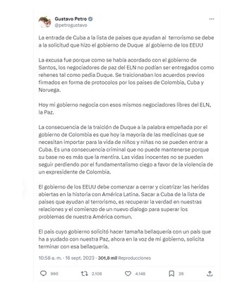 El presidente Petro arremetió contra