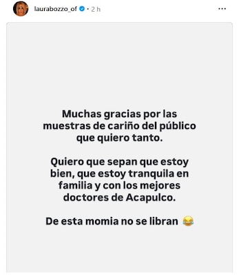 “De esta momia no se libran”, escribió la presentadora en un mensaje que generó reacciones entre sus seguidores.