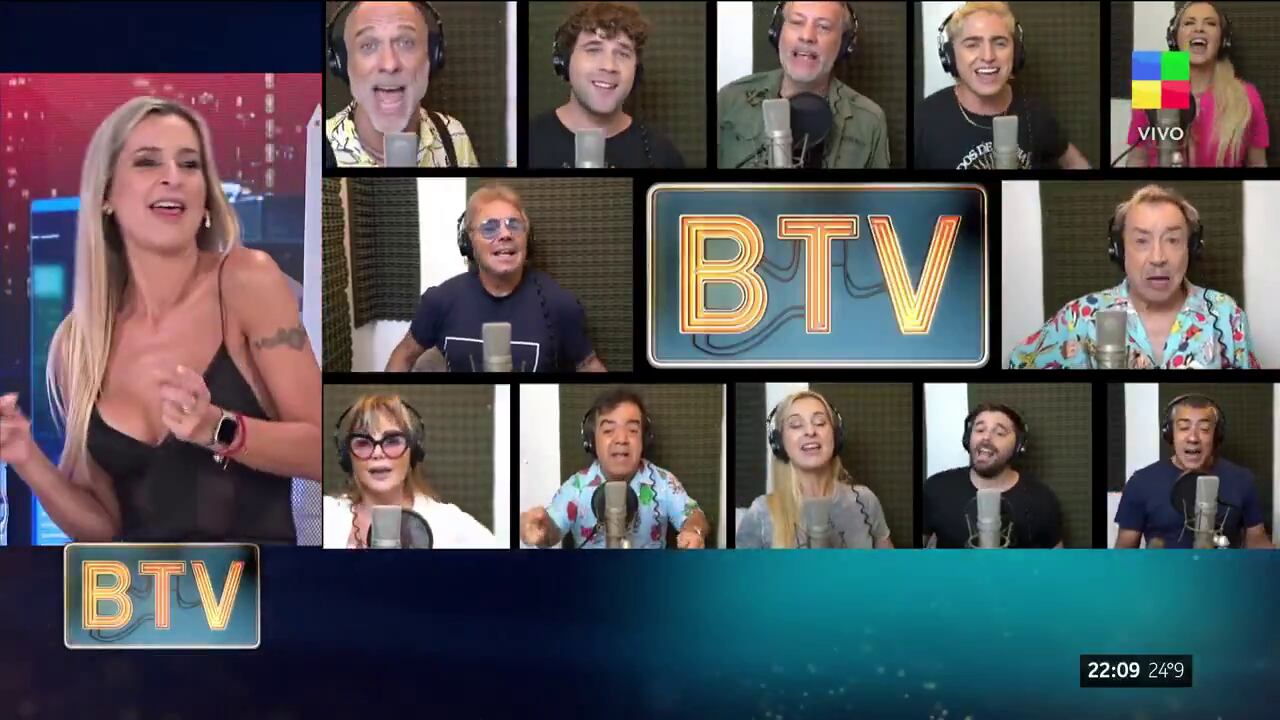 El equipo de BTV cantó una versión en español del clásico italiano