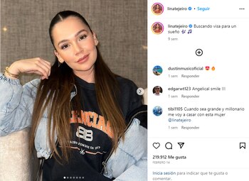 Lina Tejeiro se refirió en su cuenta de Instagram al amor propio
