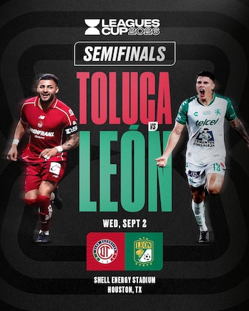 Toluca vs León abrirán la jornada este miércoles 2 de septiembre a las 19:00 horaS, en Houston. (X/ @LeaguesCup)
