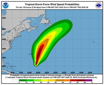 La tormenta tropical Fernand se