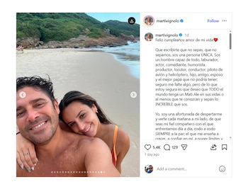 El cumpleaños de Matías Ale y dedicatoria de su esposa Martina