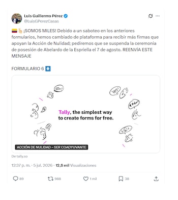 Promueven demanda de nulidad de la elección de Abelardo de la Espriella