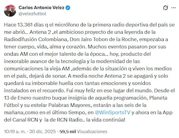 Carlos Antonio Vélez, que durante