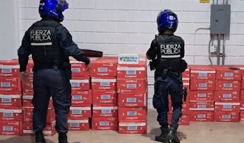 El valor del cargamento incautado supera los ₡20 millones en el mercado nacional. Cortesía: Ministerio de Seguridad Pública