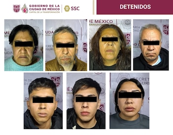 Las siete personas fueron detenidas tras dos cateos realizados por la SSC y la Fiscalía capitalina en coordinación con fuerzas federales. Crédito: SSC