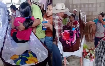 Grabaciones en redes sociales mostraron el momento en que los presentes auxiliaron a la joven para salir del féretro.
