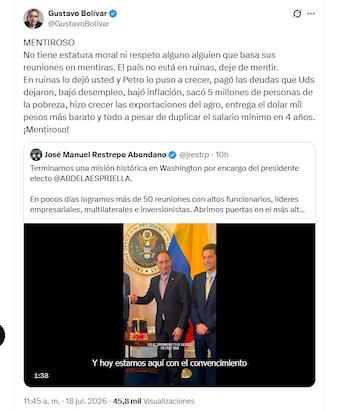 El exdirector del DPS Gustavo Bolívar señaló de mentiroso a José Manuel Restrepo y defendió al Gobierno Petro - crédito @GustavoBolivar/X
