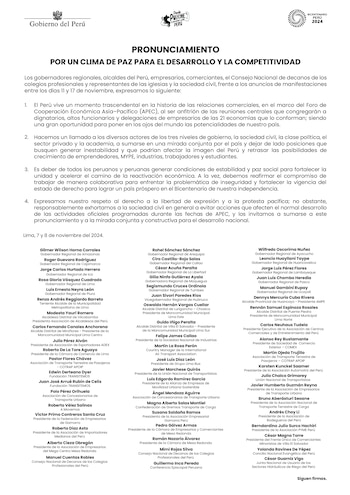 Pronunciamiento de autoridades regionales, locales,