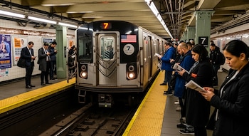 Pasajeros esperan un tren de