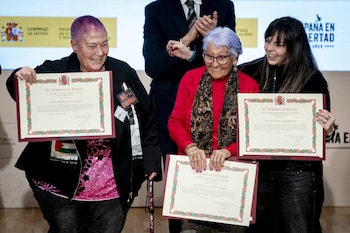 Paca Blanco durante el acto de reconocimiento del Gobierno a 53 mujeres víctimas del Patronato de la Mujer. (A. Pérez Meca / Europa Press)