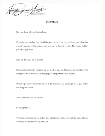Alvina Ruiz publica su descargo y niega acusaciones de maltrato por dos maquilladoras.