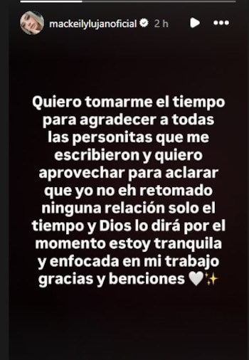 La vocalista de La Bella Luz aseguró que está tranquila y enfocada en el trabajo, aunque dejó el futuro en manos de “Dios y el tiempo”.