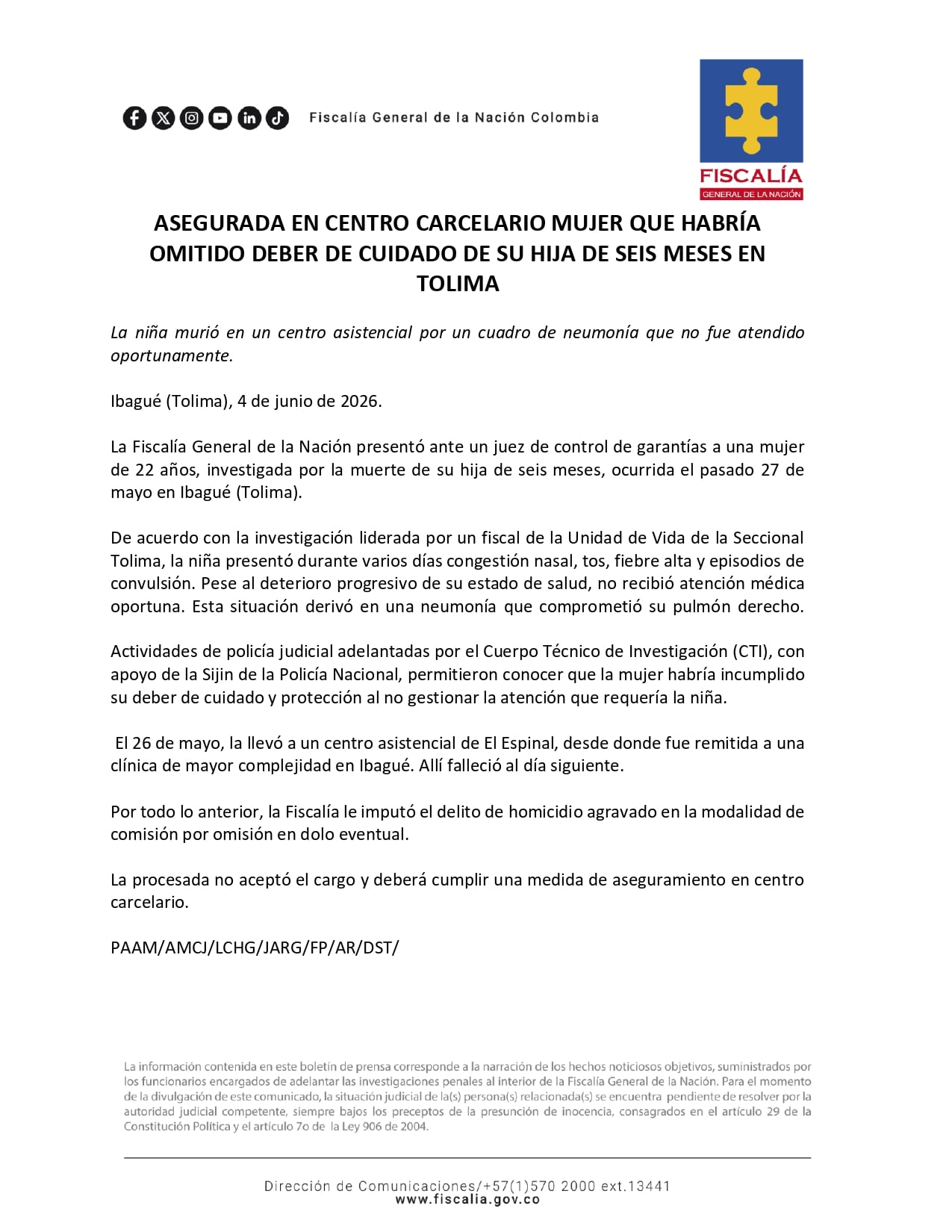 La madre de Mía Cataleya fue imputada por homicidio agravado en modalidad de comisión por omisión en dolo eventual, según la Fiscalía - crédito Fiscalía