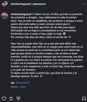 Christian Domínguez conmueve al llamar “hijo” al hijo de Leonard León con emotivo mensaje de cumpleaños. Captura: IG chrisdominguezof.