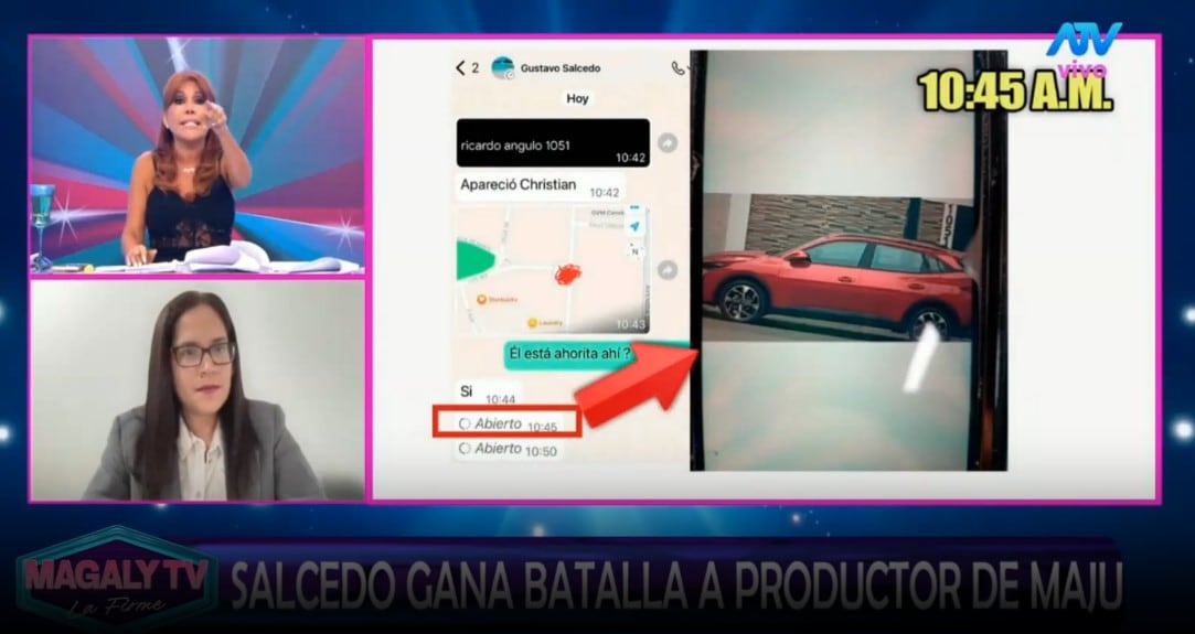 Gustavo Salcedo habría hablado de GPS y seguimiento a Christian Rodríguez en audio difundido por Magaly Medina. Captura: Magaly TV La Firme.