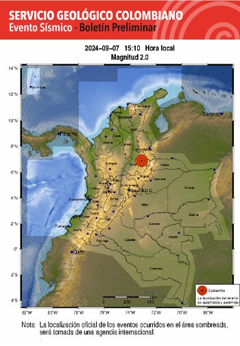 El SGC reportó sismo en