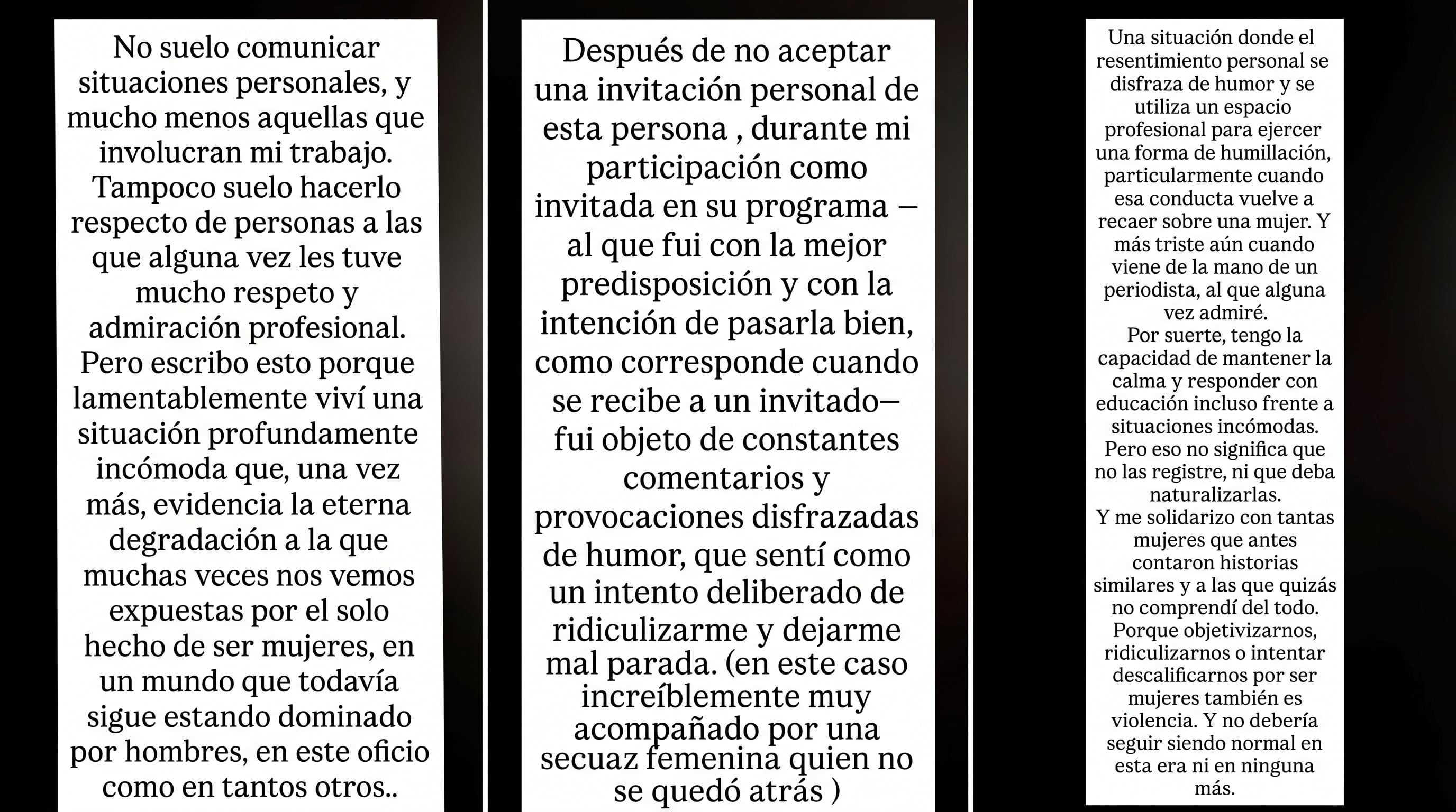Los posteos de Chloe Bello sobre su incomodidad en el programa de Matías Martin, a quien no nombra en los mismos pero luego admitió