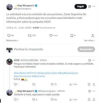 Daysuris Vásquez acudirá a la Comisión de Investigación y Acusación para revelar información sobre la campaña Petro-Presidente - crédito @Daysvasquezc/X