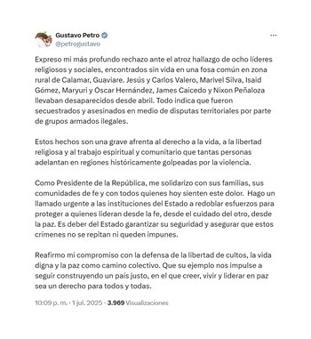 Trino de Petro por hallazgo