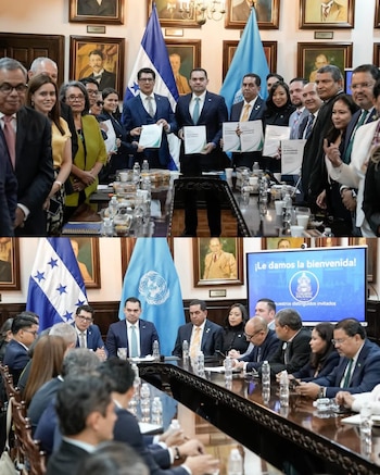 Tomás Zambrano y Antonio Rivera recibieron el documento de reformas electorales elaborado por la Mesa multisectorial.
