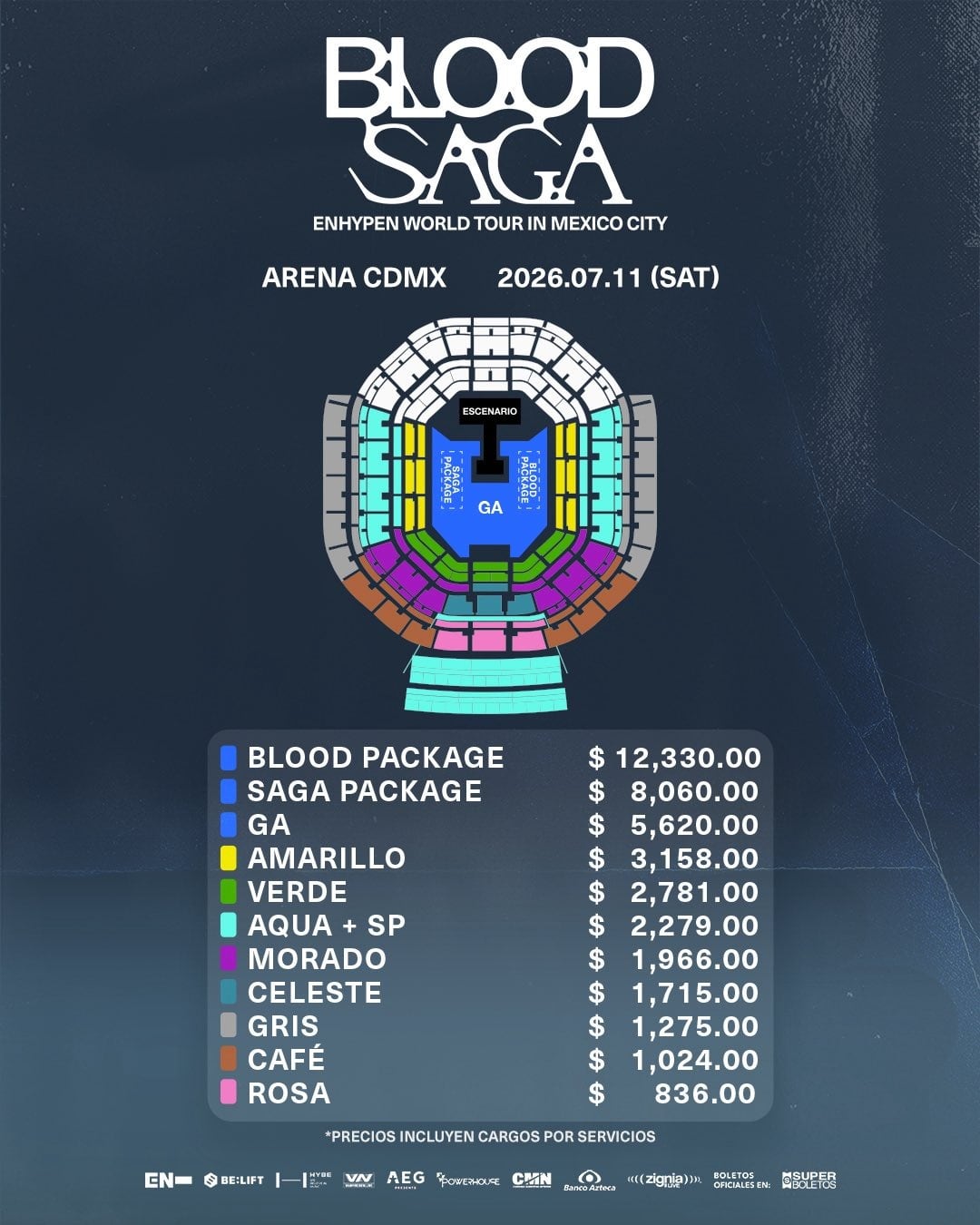 Así es el mapa de asientos y la lista de precios para el concierto