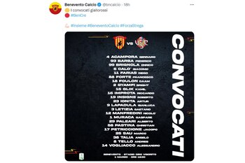 Lista de convocados del Benevento