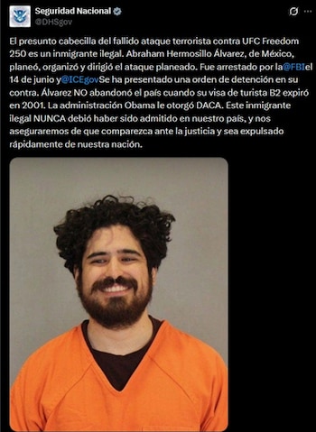 Las autoridades estadounidenses aseguraron armas de alto poder y analizaron mensajes cifrados en los que los sospechosos discutían el uso de drones y francotiradores. (X @DHSgov)