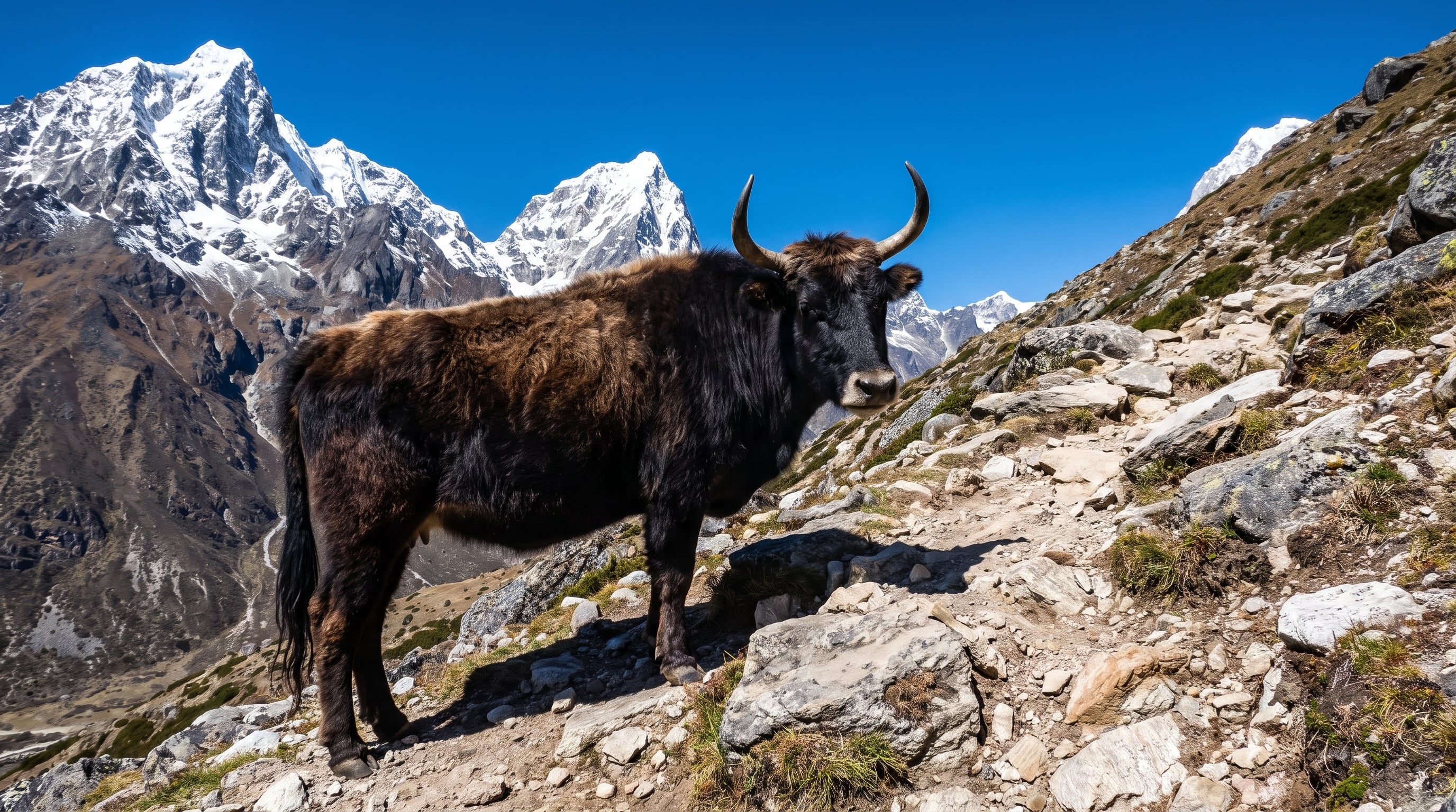 El dzo, híbrido de yak y vaca doméstica, se usa desde hace más de 2.000 años en el Tíbet y el Himalaya para la vida de altura (Imagen Ilustrativa Infobae)