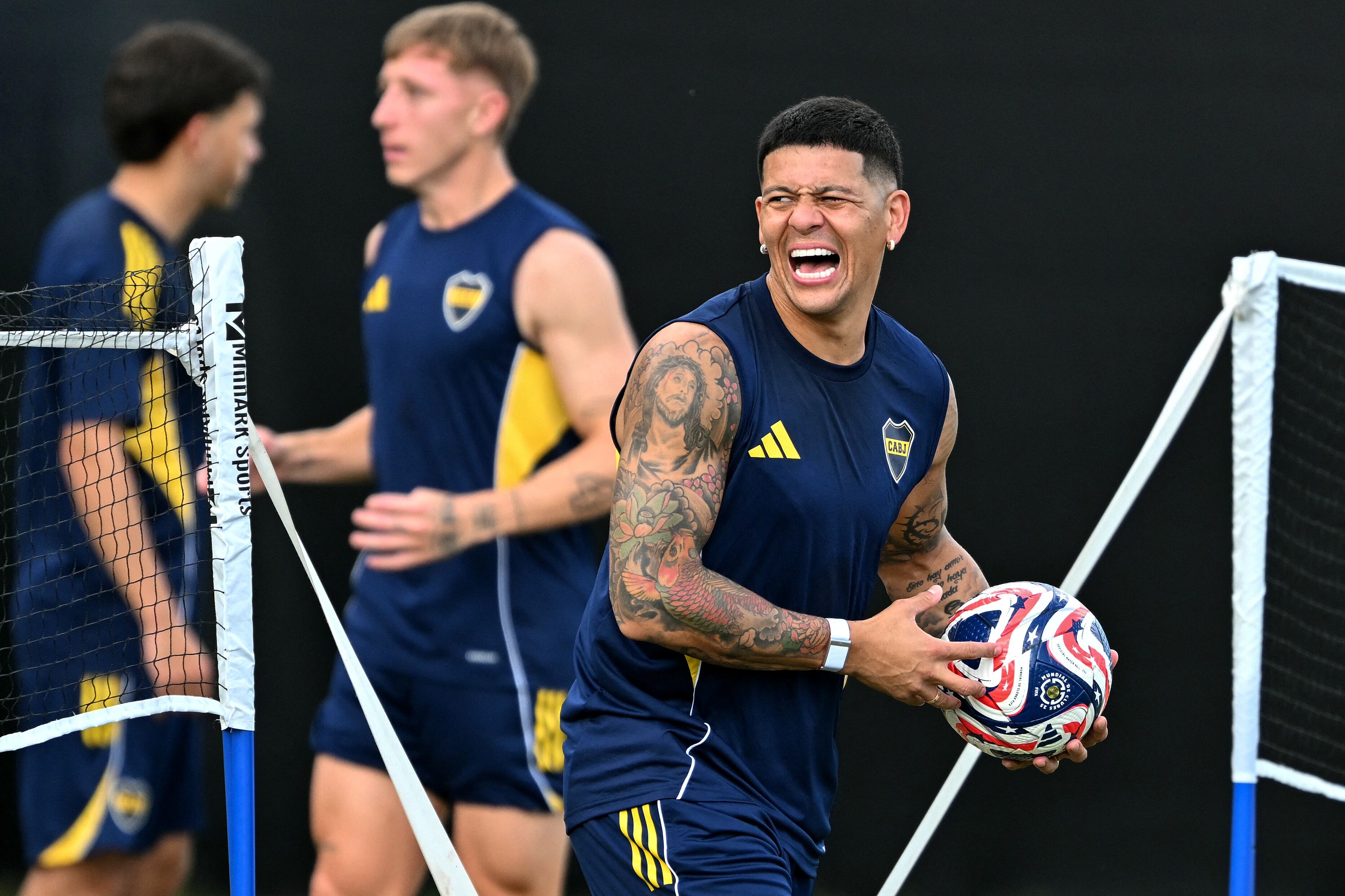 Marcos Rojo, durante un entrenamiento de Boca Juniors en Miami (Chandan KHANNA / AFP)